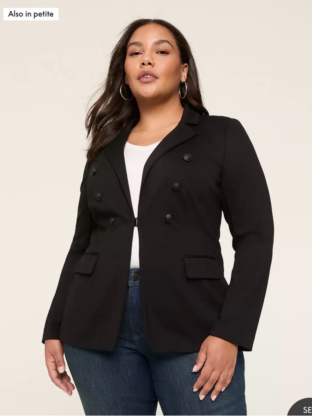 Lane Bryant Black Double-Breasted Suit Jacket Blazer